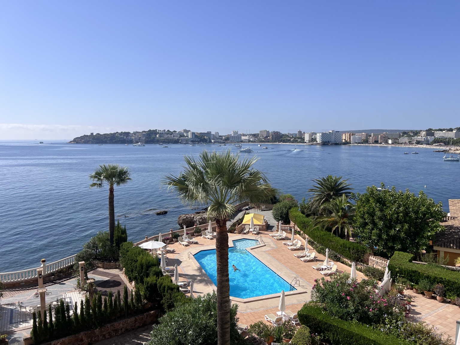 View across the coast of southwest Mallorca from an elevated waterfront position